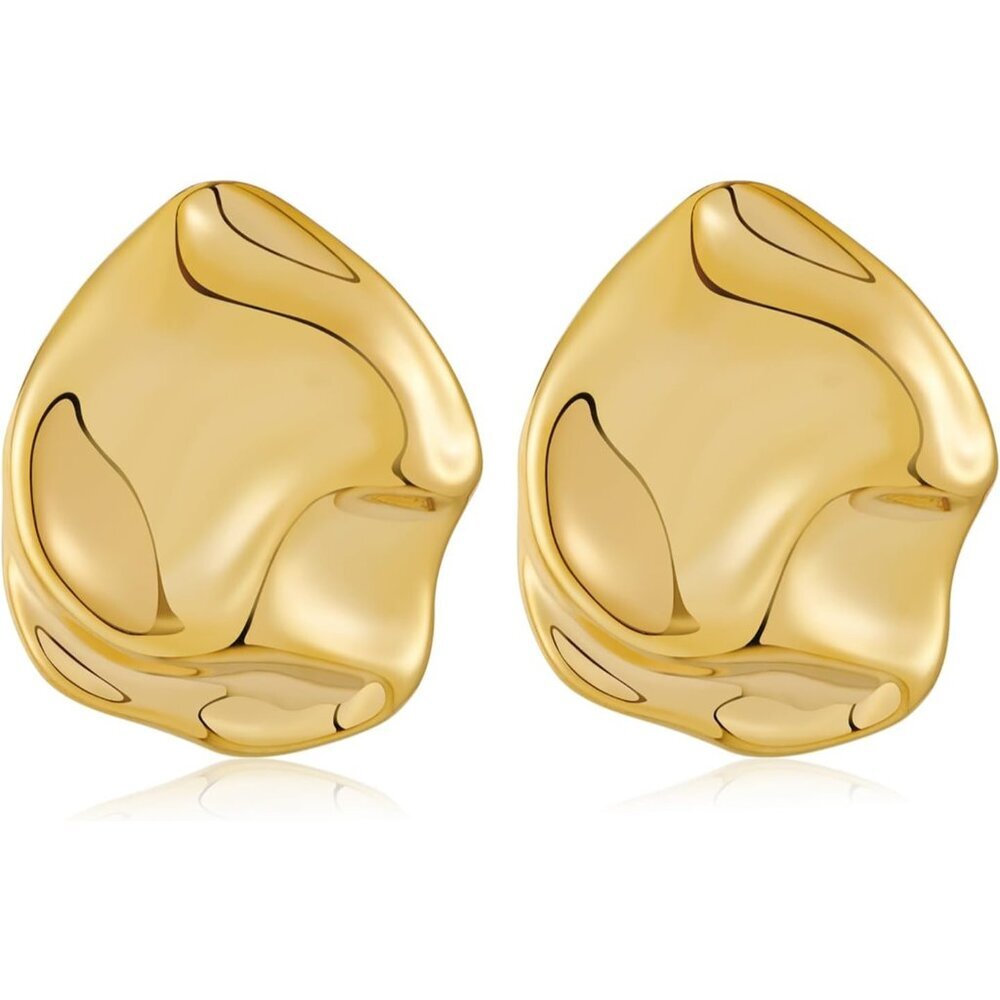 Elegant Lightweight Gold Stud Earrings With Irregular Design - Perfect Gift Idea